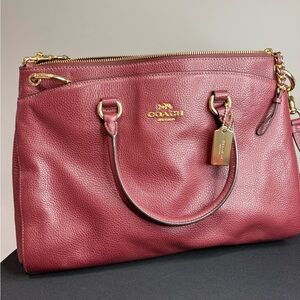 Coach Red Shoulder Bag with Gold Hardware